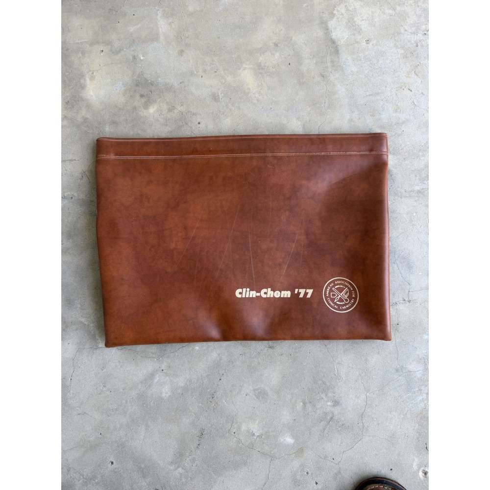 Clin-Chem Brown Portfolio Clutch 15x12 Document faux leather Zippered Pouch vtg